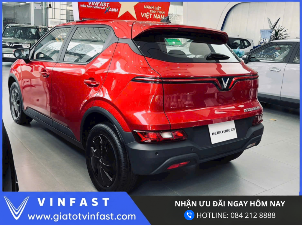 Đuôi xe VinFast Herio Green xe điện dịch vụ thiết kế gọn gàng hiện đại, cụm đèn hậu LED đặt cao tăng nhận diện an toàn