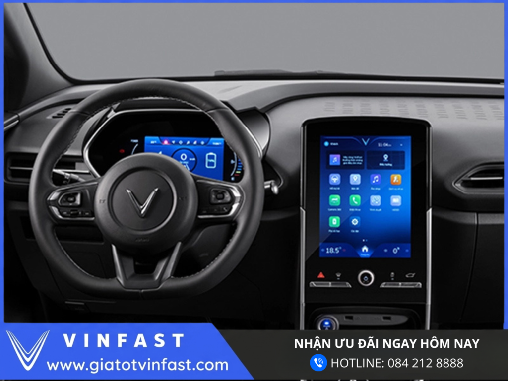 Tiện ích VinFast Nerio Green SUV điện đô thị màn hình 10 inch 6 loa điều hòa tự động và cốp sau chỉnh điện hiện đại