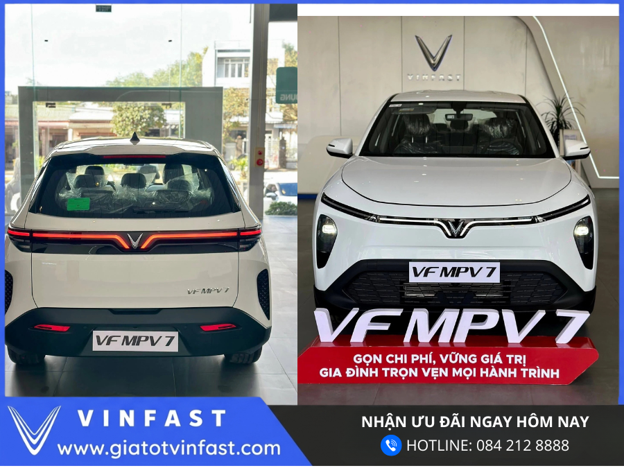 Đầu xe VinFast VF MPV 7 thiết kế hiện đại, cụm đèn LED sắc nét, phong cách MPV 7 chỗ sang trọng và tối ưu nhận diện thương hiệu