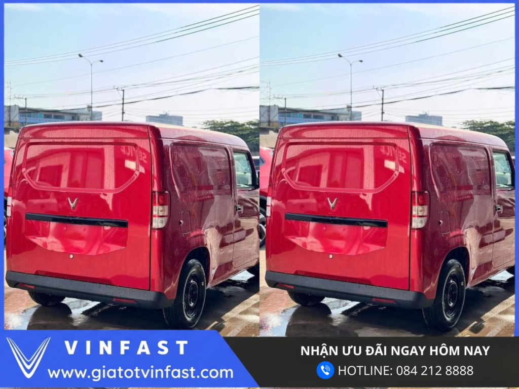 Đuôi xe VinFast EC Van xe điện tải nhỏ thiết kế vuông vắn khoang hàng rộng tối ưu vận chuyển hàng hóa