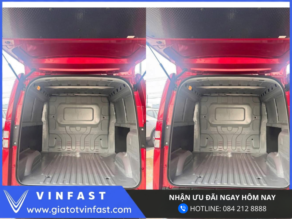 Khoang hàng VinFast EC Van xe điện tải nhỏ khoang hàng 2.6m3 rộng rãi dễ dàng bốc dỡ hàng hóa