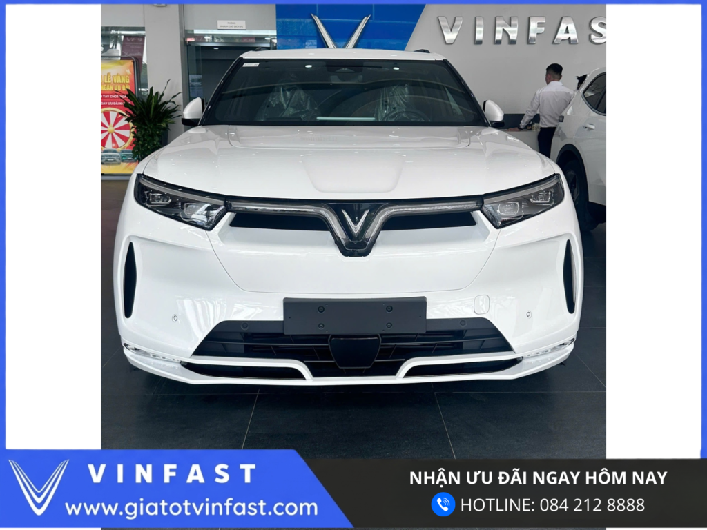 Đầu xe VinFast VF9 SUV điện thiết kế LED chữ V sang trọng, phong cách bề thế, hiện đại và đẳng cấp