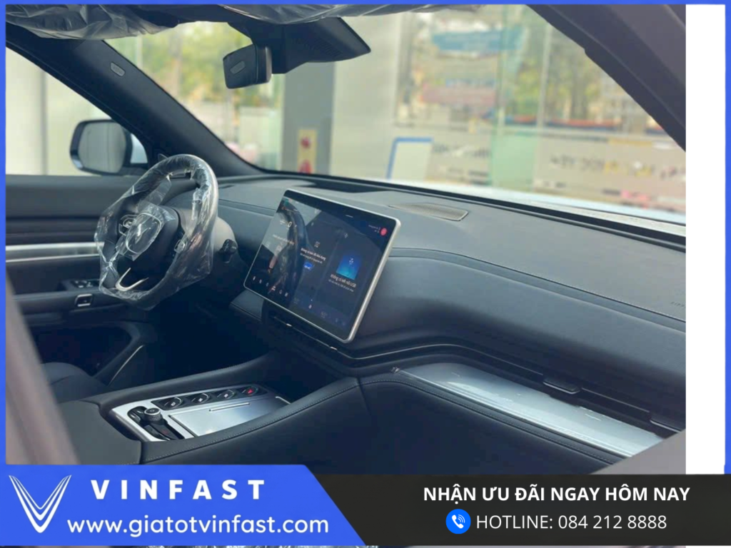 Nội thất VinFast VF9 SUV điện 7 chỗ cao cấp, ghế da sang trọng, màn hình 15.6 inch, không gian rộng rãi tiện nghi