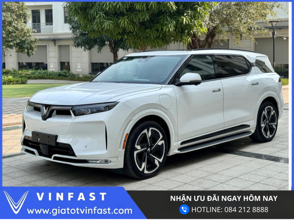 Ngoại thất VinFast VF9 SUV điện 7 chỗ thiết kế bề thế, thân xe dài, đèn LED hiện đại và phong cách sang trọng cao cấp