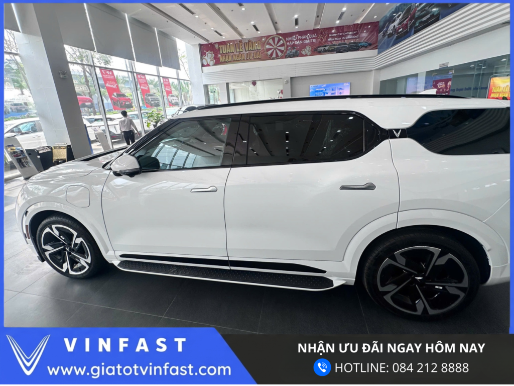 Ngoại thất VinFast VF9 SUV điện 7 chỗ thiết kế bề thế, thân xe dài, đèn LED hiện đại và phong cách sang trọng cao cấp