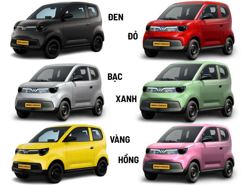 Màu xe VinFast Minio Green xe điện mini đô thị nhiều tùy chọn màu sắc trẻ trung như trắng đen đỏ xanh dương