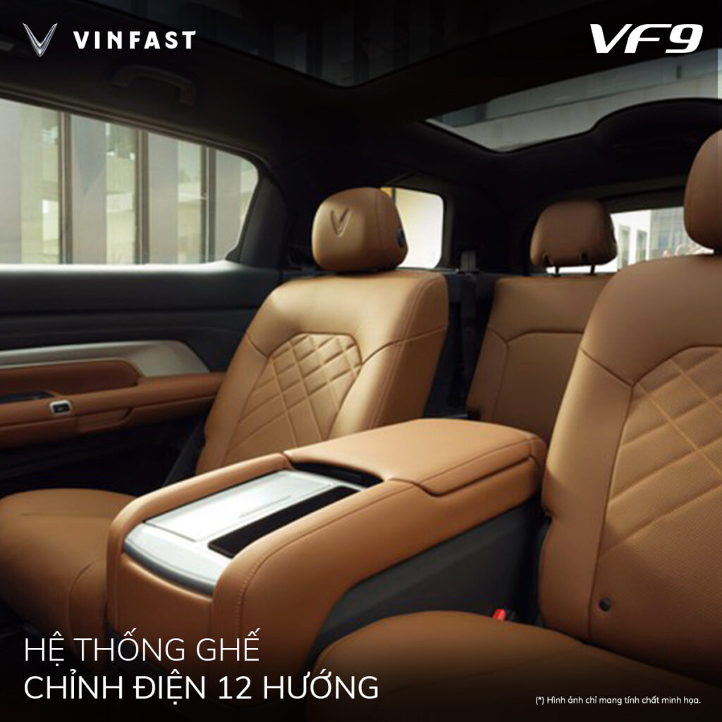 Nội thất VinFast VF 9 cao cấp không gian rộng rãi tiện nghi hiện đại